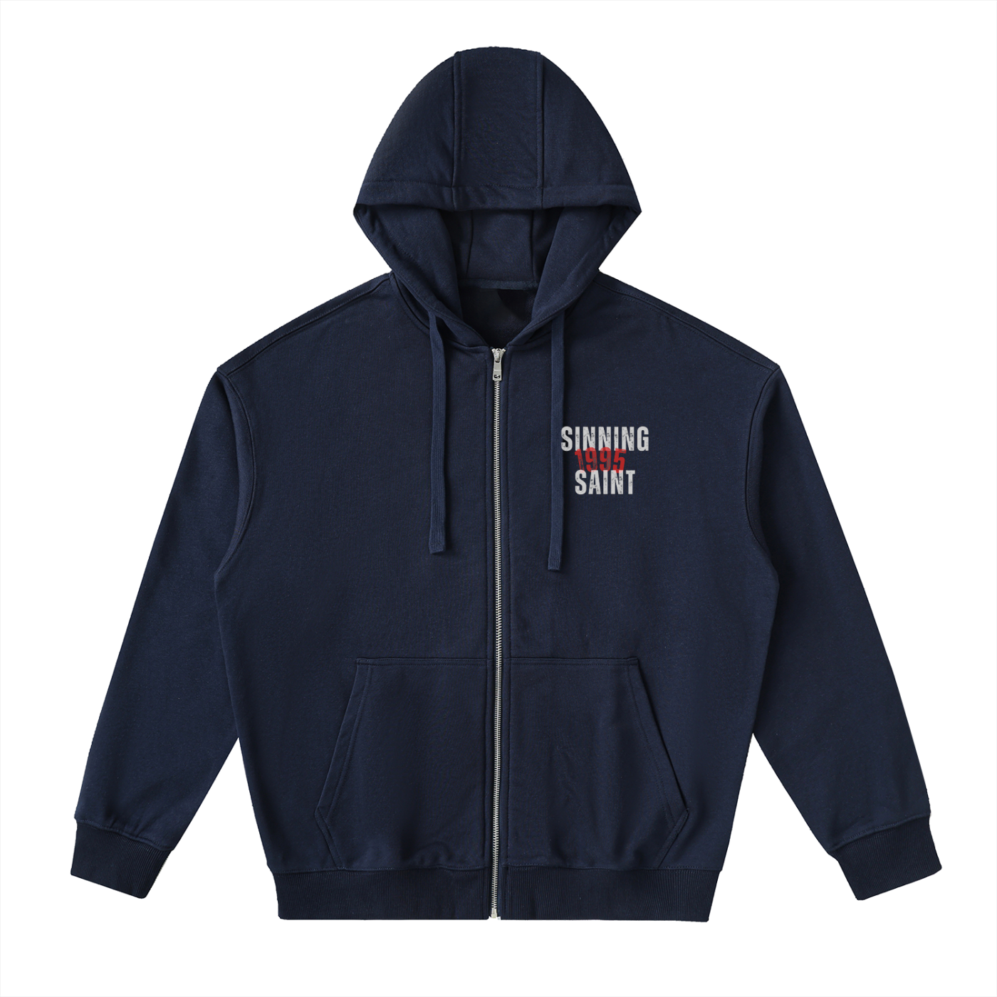 Drop-Shoulder Zip Up Hoodie