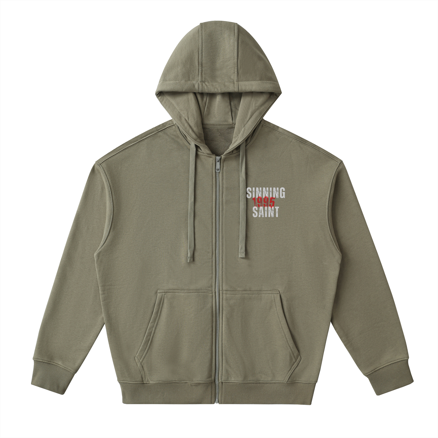 Drop-Shoulder Zip Up Hoodie